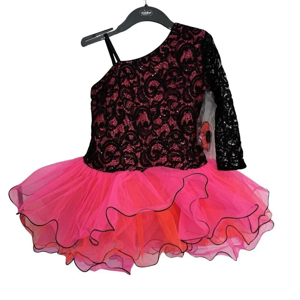 REVOLUTION Dance‎ Costume Dress Leotard Tutu Girls XXLC Black Pink Ballet Tap